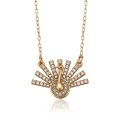 42821 оптовые американские ювелирные изделия с бриллиантами мода и элегантный алмаз павлин кулон позолоченные ювелирные ожерелье